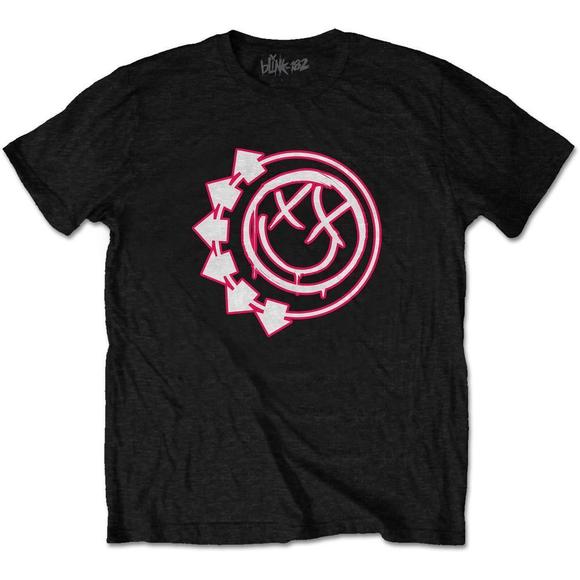 Blink-182 Unisex T-Shirt Six Arrow Smiley Black - Picture 1 of 4